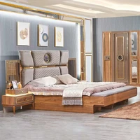 Meubles de chambre à coucher modernes, ensemble de chambre King, lit en bois Royal turc, couleur bois 2