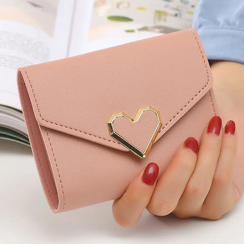 Heart Embroidered Faux Leather Wallet, Women's Small Cute Wallet With Multi  Card Slots - Temu