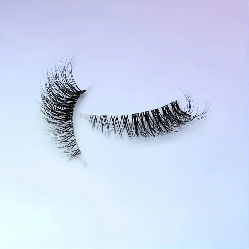 7 Pairs Of False Eyelashes With Transparent Stems, Elongated, Crossed And Thick Curly False Eyelashes