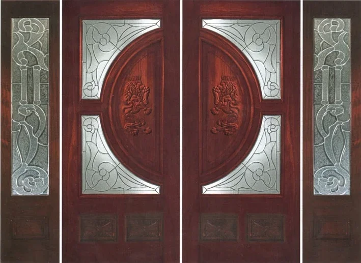 American Stylish Luxury Solid Wood Exterior Double Front Doors 3