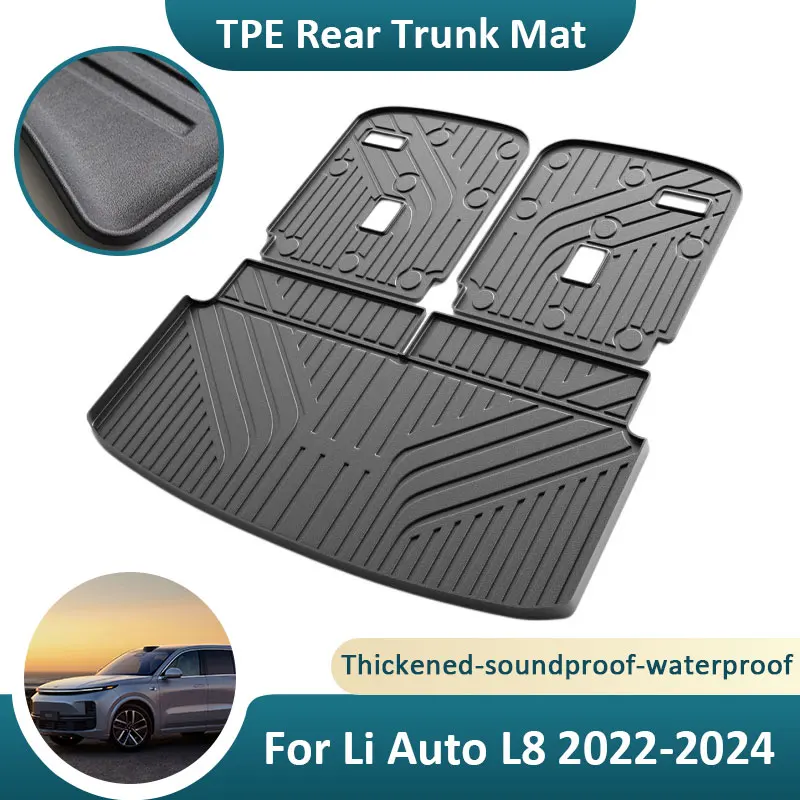 

Коврик для заднего багажника из ТПЭ для Li Auto Lixiang L8 2022 2023 2024, напольный коврик для хранения, водонепроницаемые легко моющиеся автомобильные аксессуары с защитой от царапин