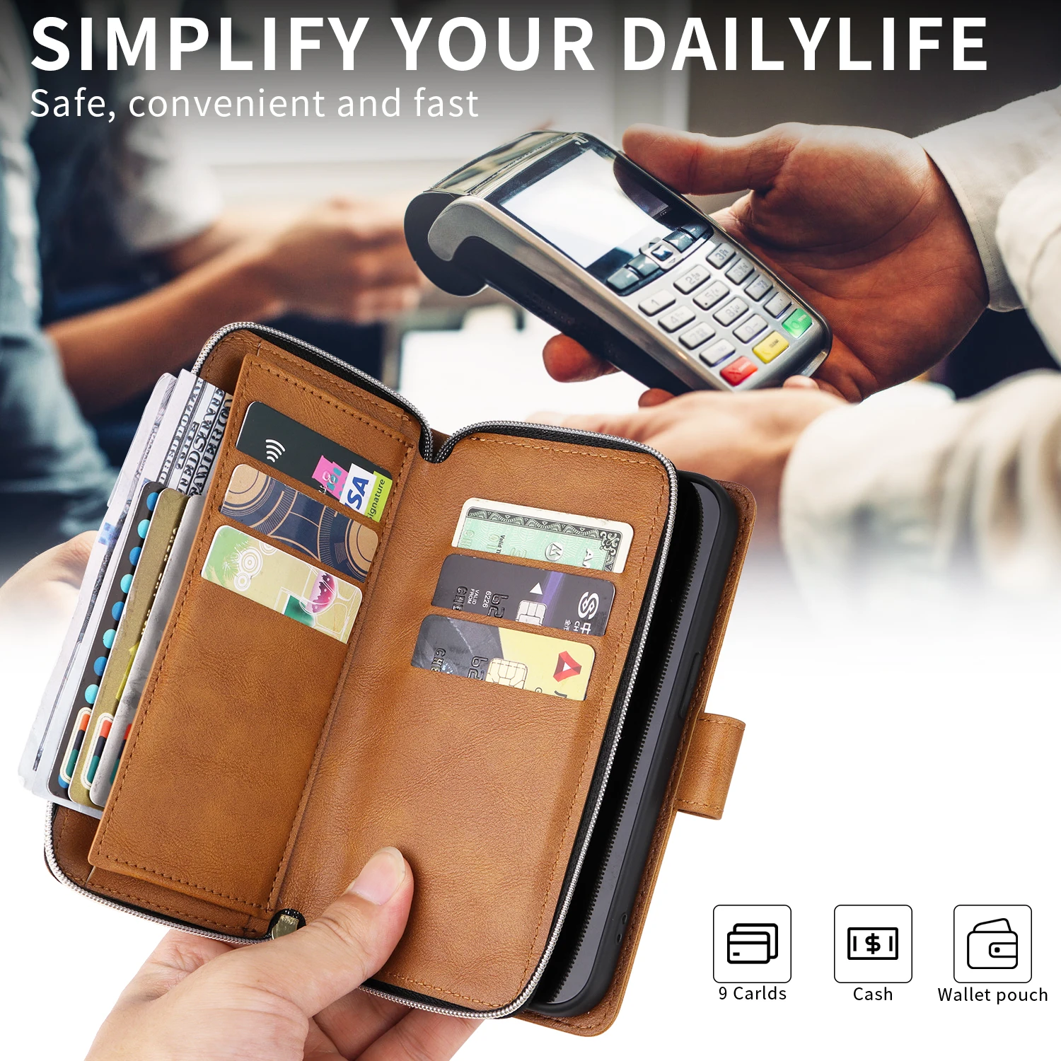 Zipper Wallet Phone Case - Stylish and Functional Protective Cover with Multiple Card Slots