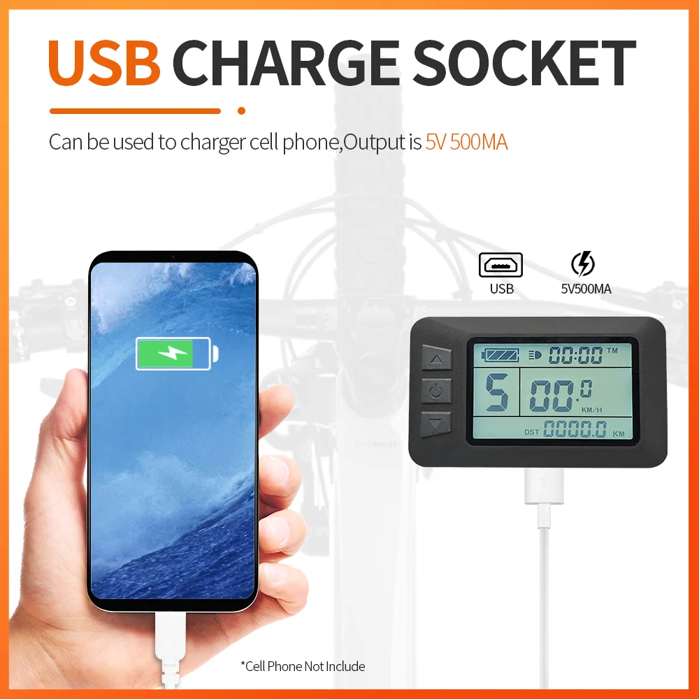 Ebike KT-LCD7U (com usb) display para kit de conversão de