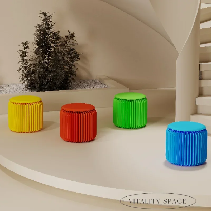 18-paper Folding Low Stool,Sofa, Bench, Small Apartment, Shoe Changing Stool, Dopamine Living Room, Fashionable