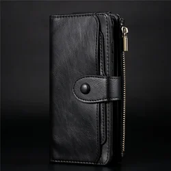 Magnetic Leather Zipper Wallet Phone Case with Multi - Card Slots - Samsung S10 (4G) (Black)