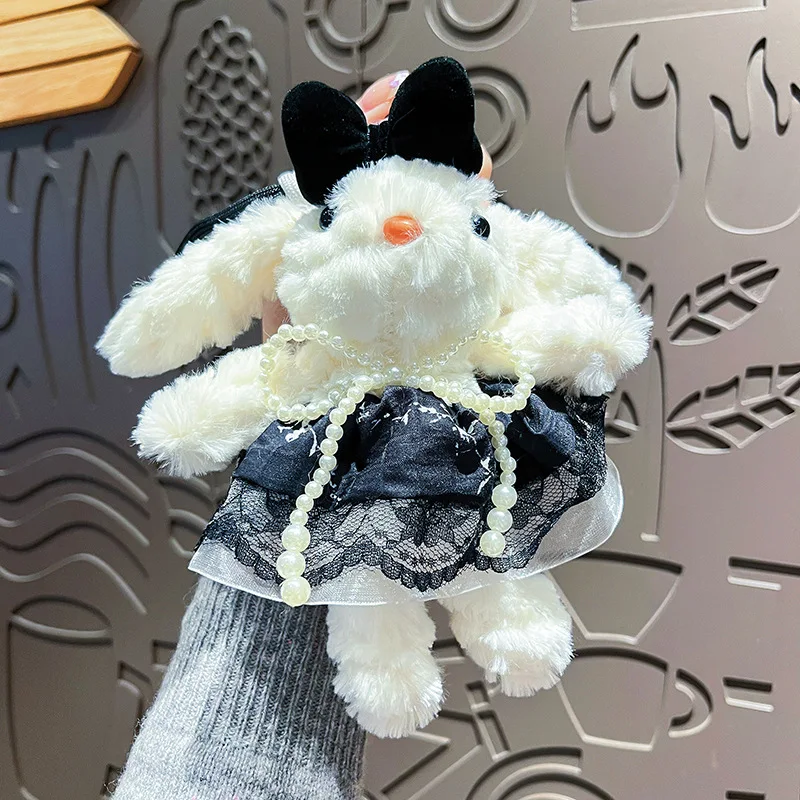 Autumn Pink Plush Bunny Keychain with Princess Skirt and Bow