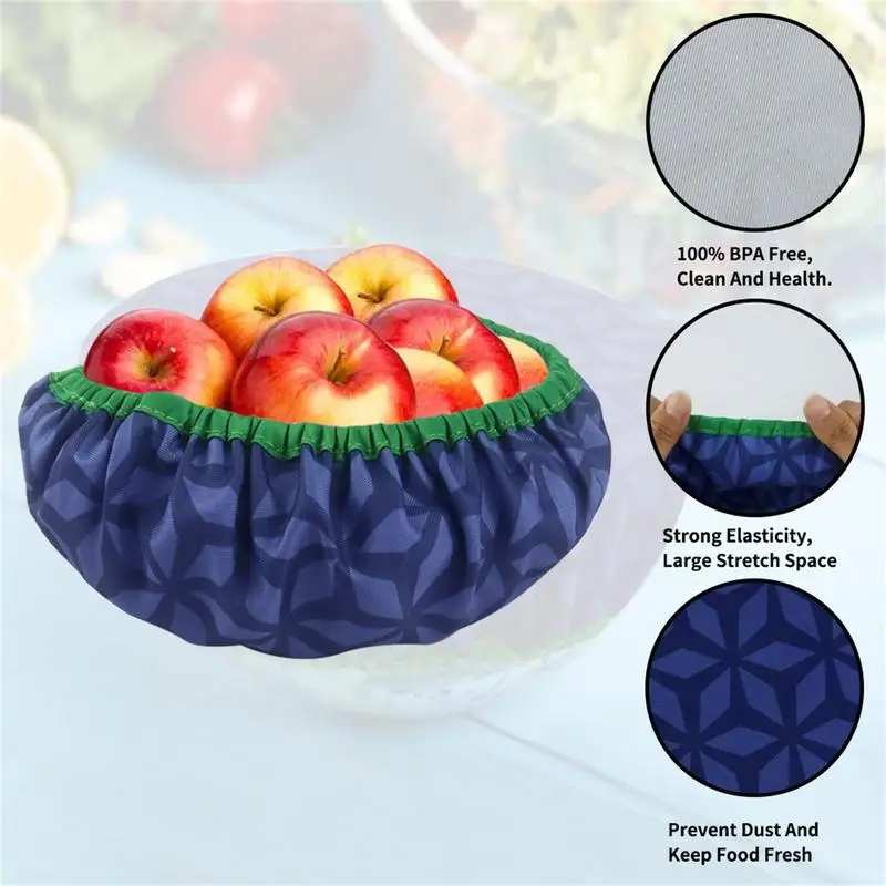 Bowl Covers Set Elastic Food Storage Covers 3 Reusable Fabric Bowl Lids For Food Storage Container Kitchen Supplies food cover kitchen utensils kitchen supplies fresh keeping cover preservation cover bowl cover