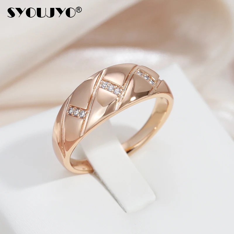 SYOUJYO 585 Gold Color Vintage Rings For Women Cubic Zircon Paved Unisex Jewelry 1
