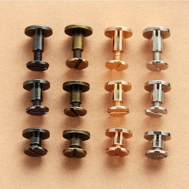 Copper Rivets 10Sets 5/6.5/8mm Copper Binding Chicago Screws Nail Stud Rivets For Album Leather Craft Studs Belt Wallet Fasteners Flat Cap