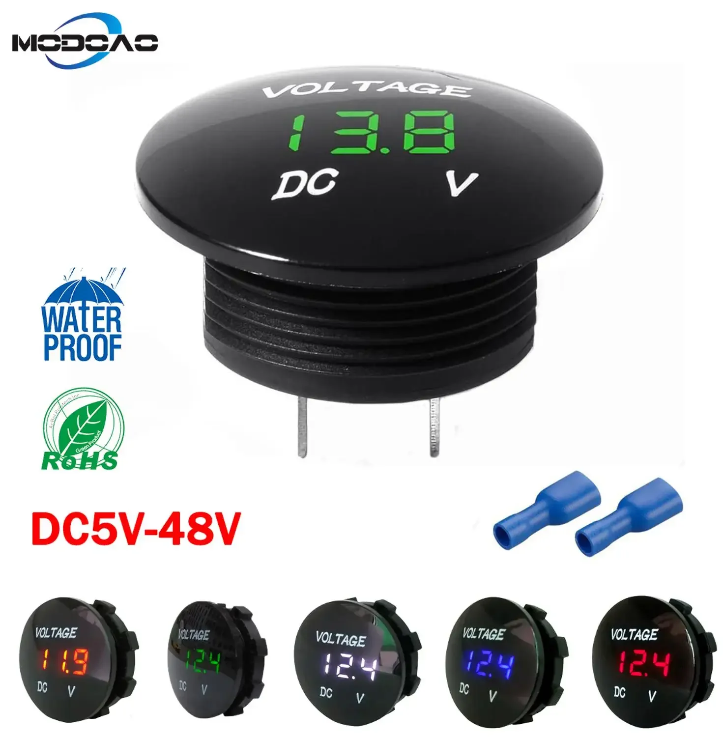 

New Waterproof Voltmeter Mini Digital Display Voltage Meter DC 12V-48V 12V 24V LED Tester for Car Motorcycle Auto Truck