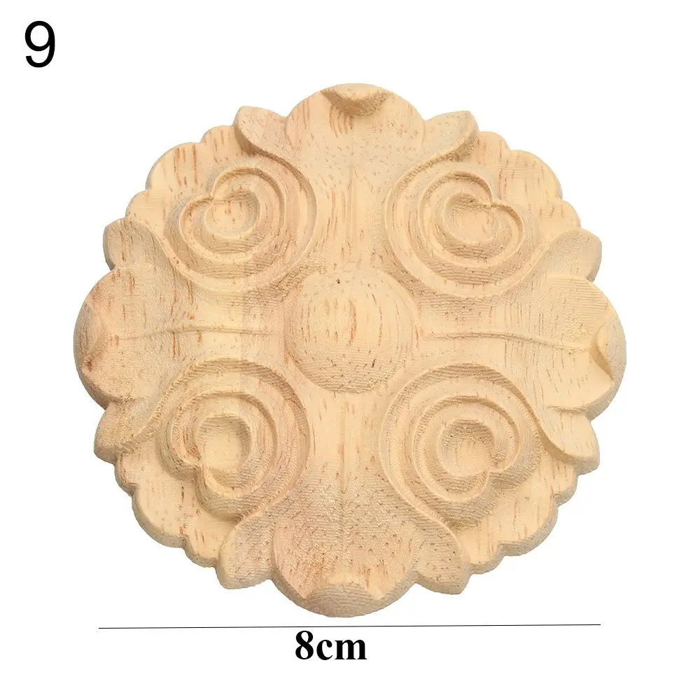 Natural Floral Carved Wooden Decorative Figurine Craft Frame and Corner Applique