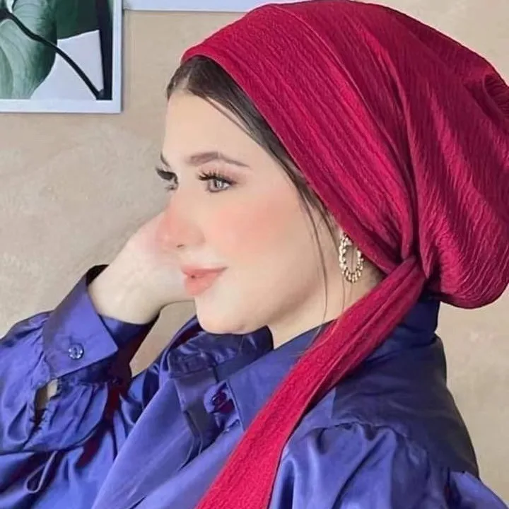 New Crystal Hemp Long Tail Foulard Hat Women Musulmano Hijab Turbante Chemio Cap Berretti Bonnet Hair Loss Head Wrap Turbante Mujer