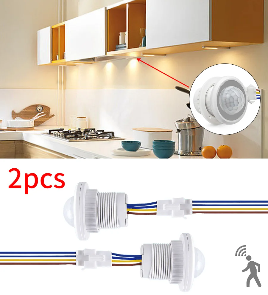 Smart Motion Sensor 2PCS Smart Human Body Sensor 110V 220V Mini PIR Infrared Motion Sensor Switch Auto On Off LED Light Detector Smart Home Switch