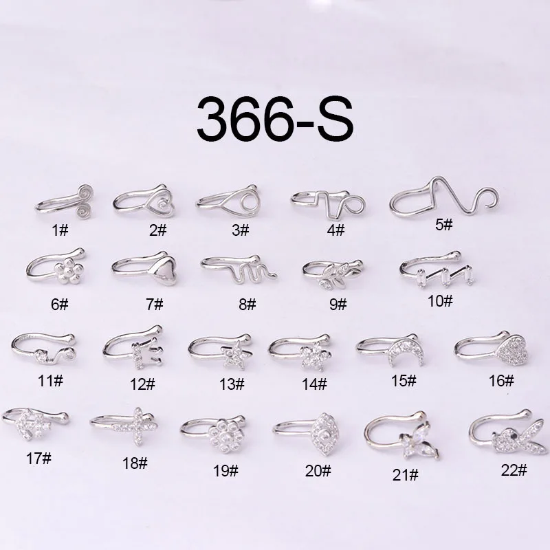 1Piece Fake Piercing Clip Nose Ring Cuff Body Jewelry for Women New Trend Ear Cuffs Heart Cross Flowers Clip Nose Rings