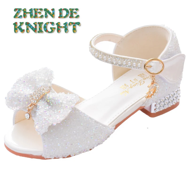 Children's Sandals Summer Princess Crystal Shoes Girls High Heels Fashion Sequins Girls Soft Bottom Performance Shoes baby shoes,kids shoes,children sandals,kids sandals