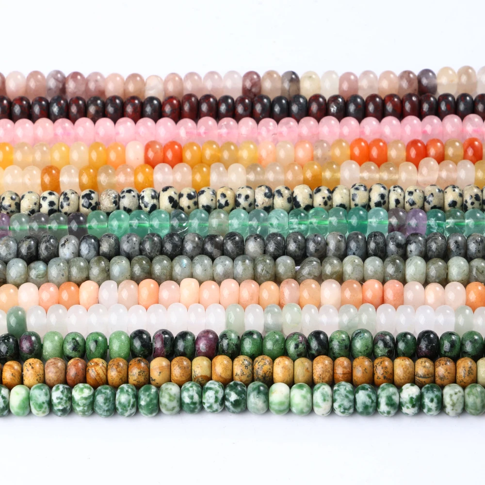 5*8mm Natural Stone Rondelle Beads Tiger Eye Pink Quartz Fluorite Labradorite Beads for Jewelry Making DIY Bracelet 2