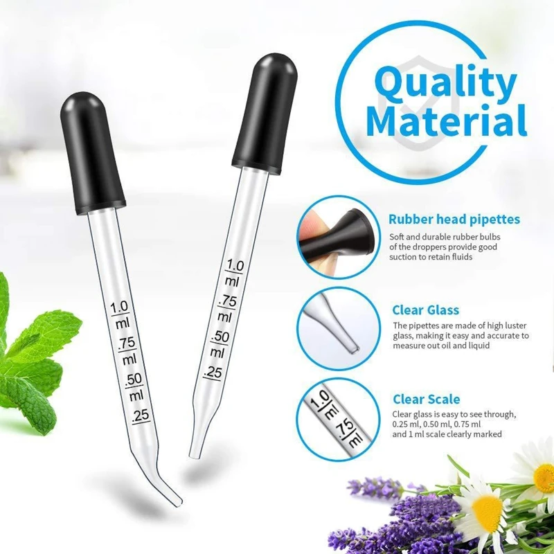 1 Dropper for Essential Oils Pipettes Dropper Straight Tip Oblique tip