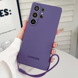 Enhanced Silicone Wrist Strap Phone Case in Liquid Finish for Samsung S23 (Deep Purple)
