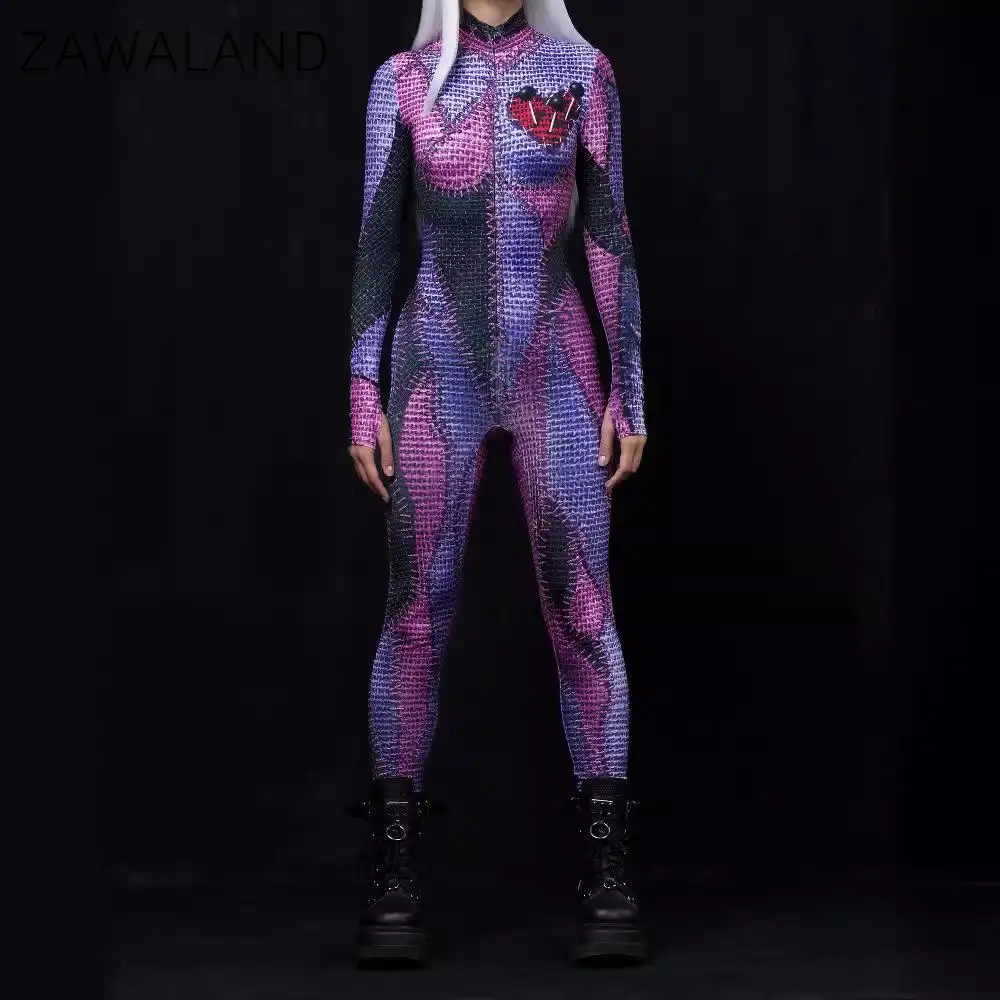 

Женский комбинезон Zawaland костюм клоуна для косплея Splice, комбинезон с 3D принтом Zentai, для Хэллоуина, карнавала, вечерние, сексуальный женский комбинезон для взрослых