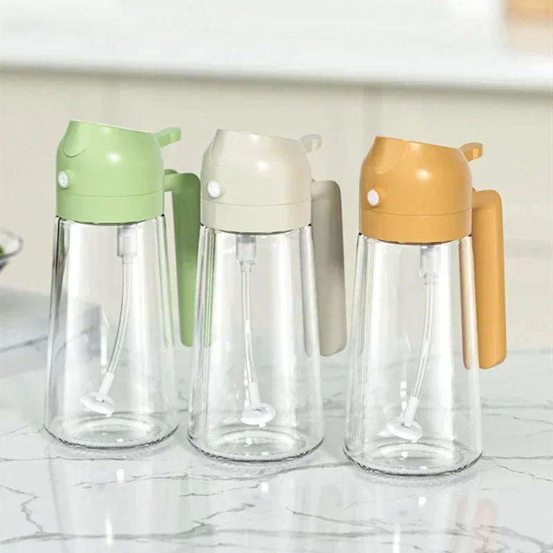 2-in-1 Oil Dispenser Bottle Household Kitchen Leak-proof Olive-oil Bottle 470ml Oil Spray Bottles Seasoning Bottles Cooking Tool