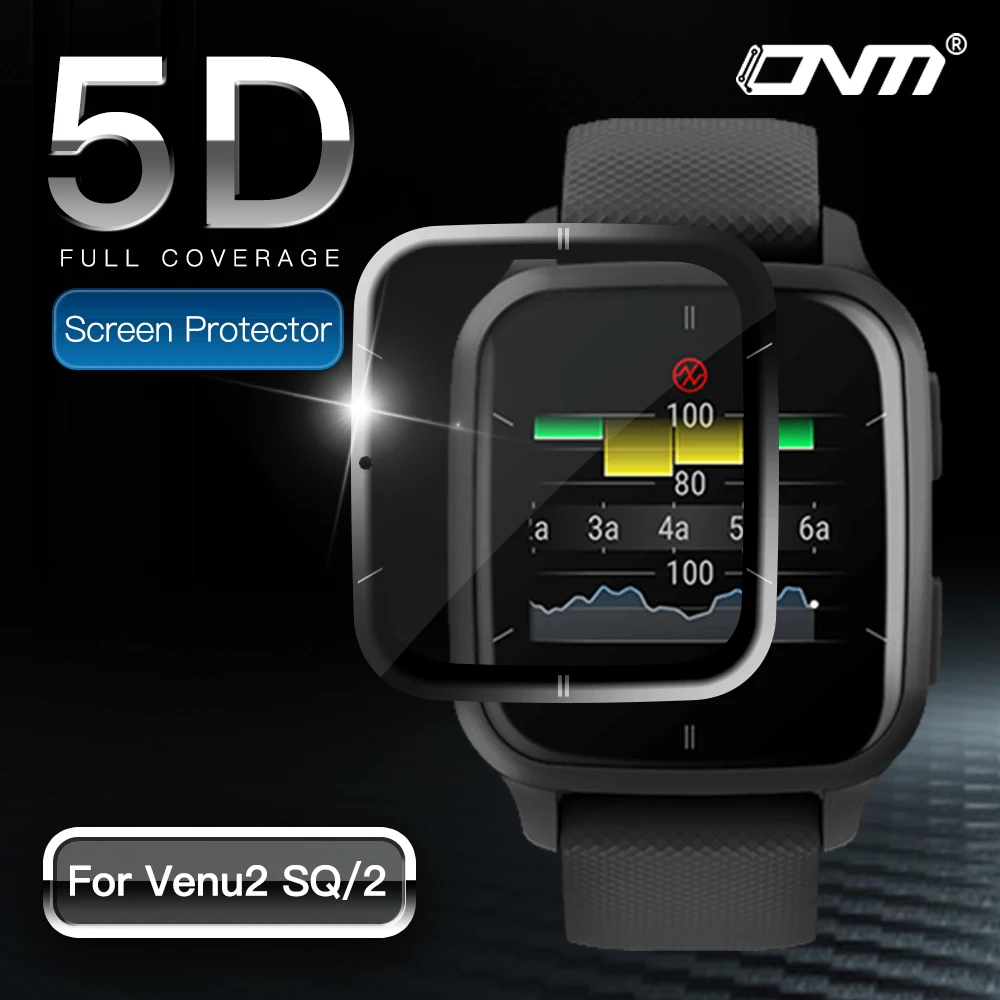 5D Soft Protective Film for Garmin Venu SQ 2 HD Full Screen Protector for Venu SQ2 Music Smart Watch Accessories Not Glass 5d soft fibre glass protective film for garmin venu 2 venu 2s full curved cover screen protector for smart watch accessories