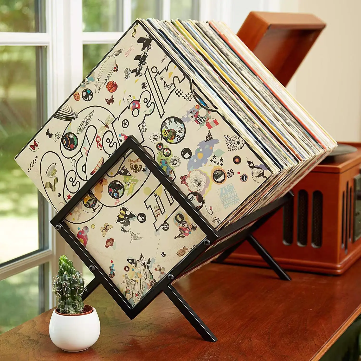 Magazine Book Vinyl Record display stands – Metal Black Vinyl Record Holder LP Music Albums Display Rack Home Office Storage