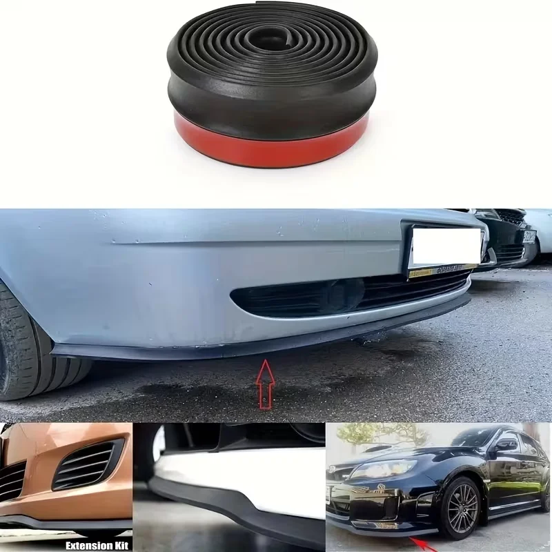 Durable Rubber Front Bumper Protector Strip - 2.5 Meters, Anti-Kick & Anti-Scratch Lip Decoration