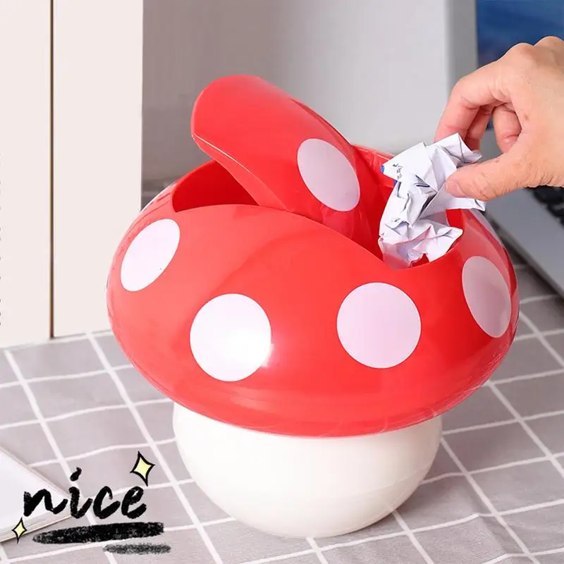 

cute Wastepaper Basket mini Desktop Trash Can creative Mushroom Design Desk Paper Basket Countertop Garbage Can supplies