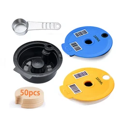 Reusable Coffee Capsule Pods - Decaffeinated Coffee for Single Serve Machines (180-220lid-SS-50fil)