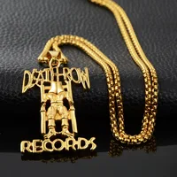 Hip Hop Nightclub TUPAC Chain DEATH ROW Records Necklace For Men New Rap Stainless Steel Pendant Jewelry 2