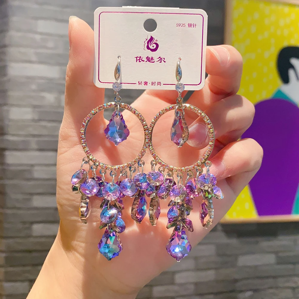 thumbnail image 2 of Crystal Dangle/Drop Blue Costume Earrings For Sale 2 of 11