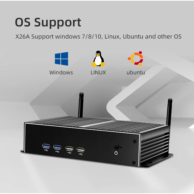 Fanless Industrial IoT Mini PC i7-5500U Windows Linux 6x COM-RS232 1x RS485 Adjustable 2x 2.5G Ethernet SIM Slot Mini PCIe Slot 4