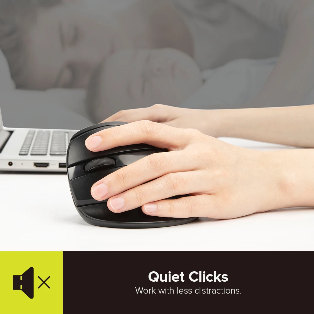 Wireless Ergonomic Mouse for Office Small Hand Bluetooth 2.4GHz Rechargeable Silent Click M618ZD
