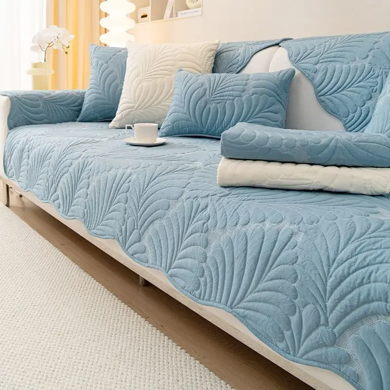 Solid Color Embroidery Sofa Cover Fashion Four Season Universal Sectional Sofa Towel Anti-slip Couch Covers for Living Room