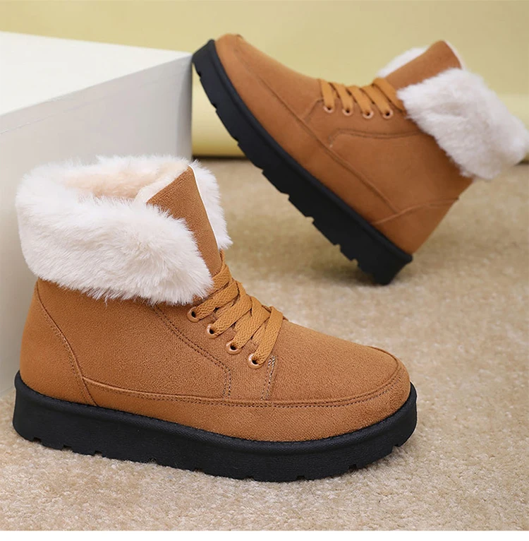 Women's Winter Snow Boots With Fur Lining And Low Heels_voghion.com
