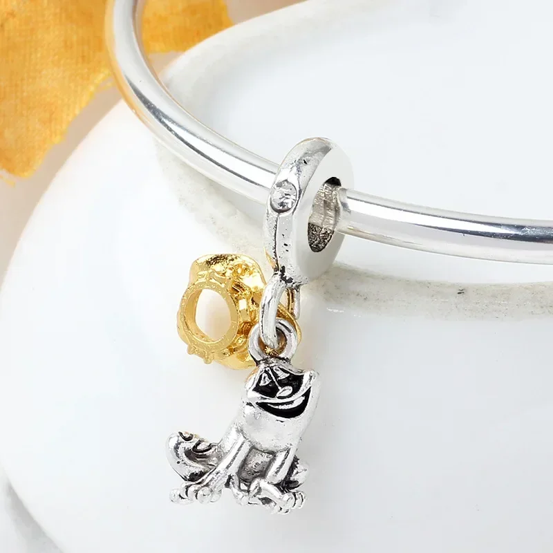 Pandora Disney The Princess and the Frog Tiana Charm for Jewelry Making Anime Frog Prince Pendant DIY Women Bracelet Accessories