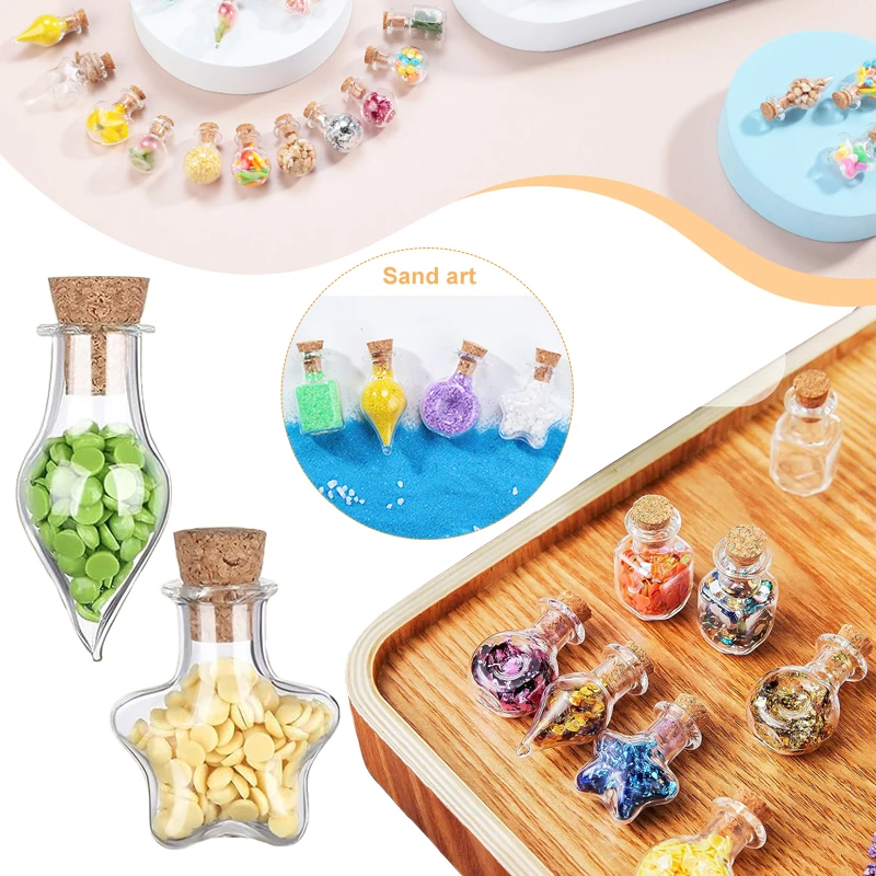 Mini Glass Bottles Mini Glass Wishing Bottle With Cork Stoppers Clear Drifting Small Wishing Bottles For Wedding Party Home Decor Supplies 10-50Pcs