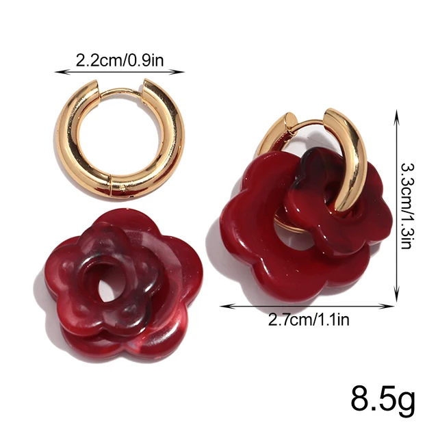 Boucles d'oreilles en forme de fleur acrylique colorée pour femmes et filles, cercles en acier inoxydable, tendance 2025, bijoux cadeaux