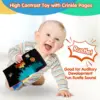 Crinkle Cloth Book Visual Stimulation Newborn Toys 0-3 Months Brain Development Tummy Time Mirror Toy for Infants Sensory Babies 6