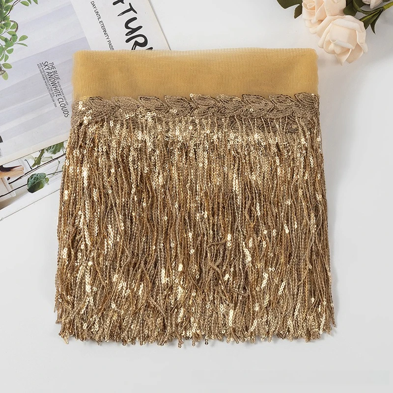 Suede Tassel Velvet Trim with Rivet and Diamond Fringe for DIY Garment Decoration