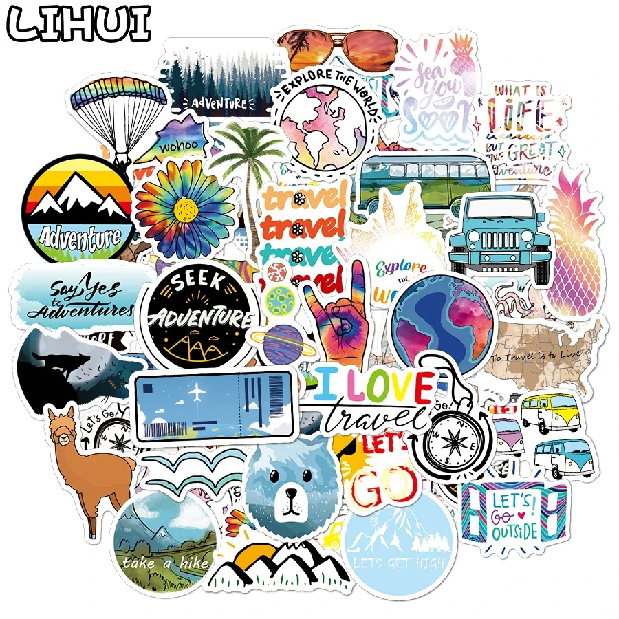 50Pcs Cartoon Outdoor Stickers for Laptop Phone Case Suitcase Skateboard JDM Motorcycle Car Waterproof Decal Sticker for Kid Toy