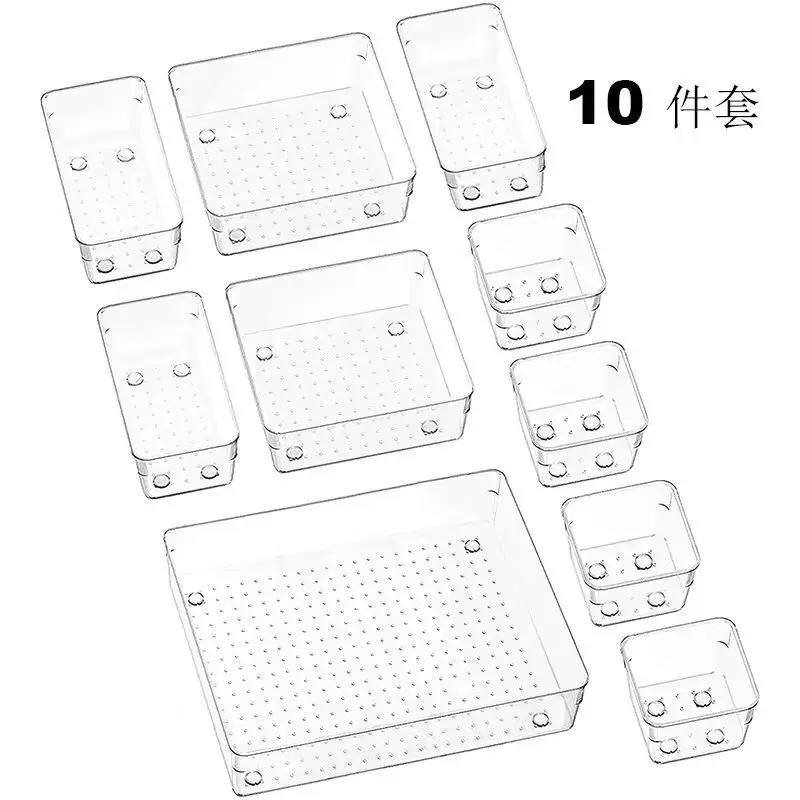 Versatile Drawer Organizer Set - Clear Plastic Trays and Dividers in 5 Sizes for Perfect Makeup and Kitchen Storage