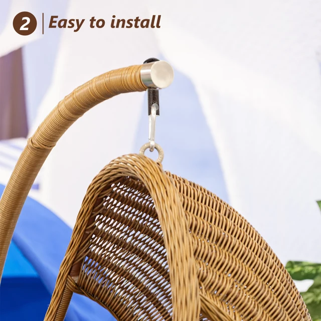 Kit Gancio Con Molla Per Altalena Esterna - Supporto Pesante Per Sedia Sospesa, Amaca, Giardino E Terrazzo - Foto 3