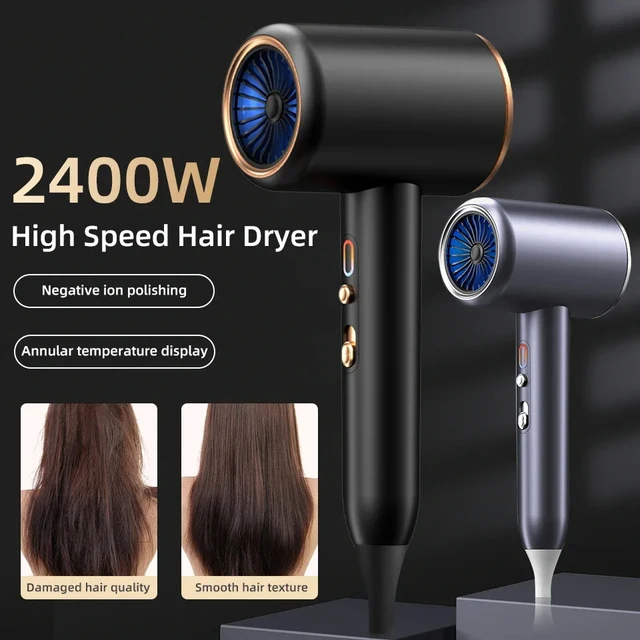 Hairdryer Hot & Cold Brush Hairdryer Negative Ion Powerful Hairdryer for Travelling Home Hairdressing Tools 2400W 3rd Gear