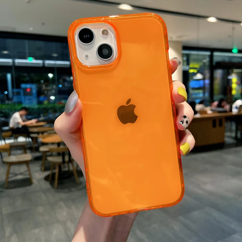 thumbnail image 1 of Fluorescent Color Transparent Phone Case For iPhone 15 14 Plus 11 12 13 14 15 Pro Max X XR XS Max 7 8 Plus Soft Shockproof Cover, 1 of 5
