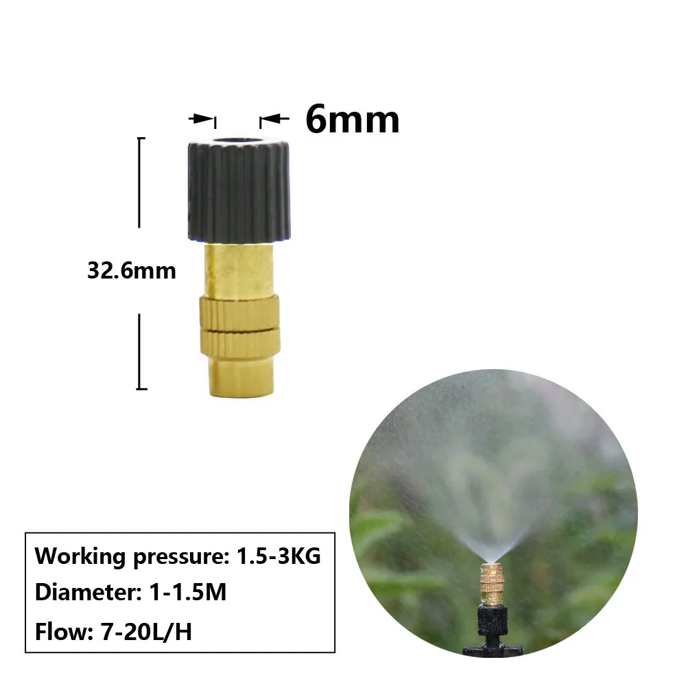 15-250Pcs Micro Drip Irrigation Misting Brass Nozzle Garden Spray Cooling Parts Copper Sprinkler with Thread Barb Tee Connector 6