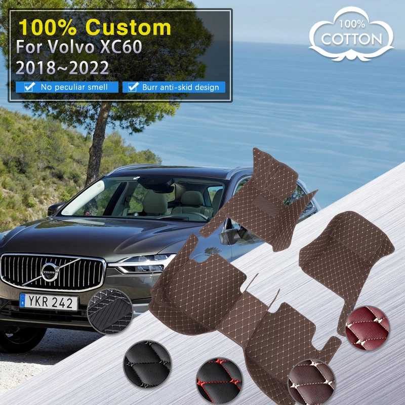 

Car Mats For Volvo XC60 2018~2022 Floor Pad Luxury Leather Mat Full Set Rug Interior Parts Carpet Anti Dirt Pad Car Accessories