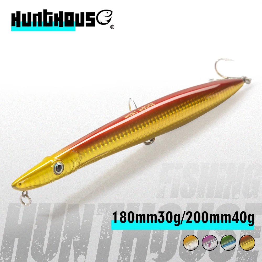 Hunthouse Needle Stickbait Pencil Floating Sea Fishing Lure Sinking Sandeel  Hard Bait 180mm 27g 37g Saltwater For Bass Tackle