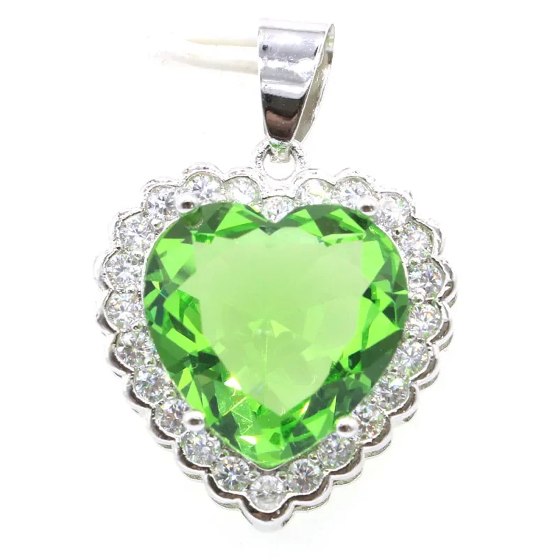 6g Customized 925 SOLID STERLING SILVER  PENDANT Heart Green Tsavorite Garnet Tourmaline Changing Zultanite Alexandrite Topaz CZ