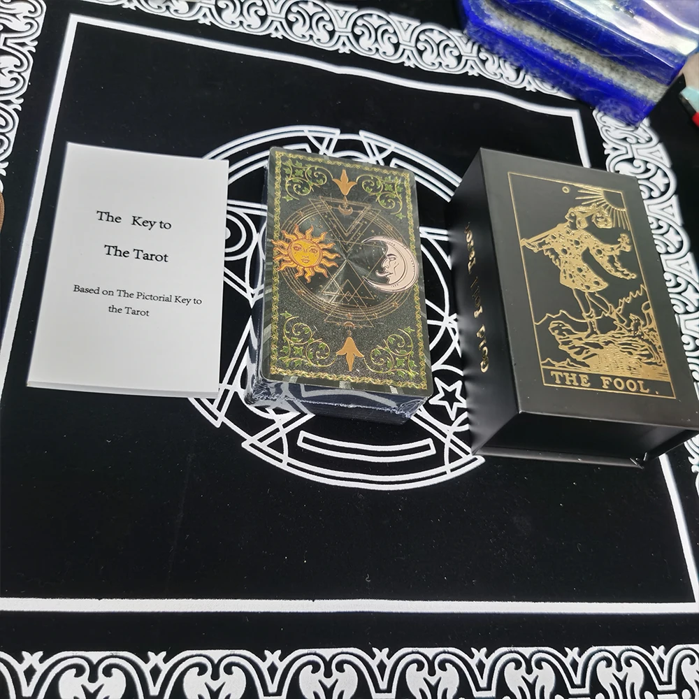 Tarot Sun Moon Divination Board Game Prediction Card PVC Waterproof and Wear-resistant Gift Box Luxury Set golden borderless upgraded tarot suit table game 12 7cm paper guide divination prediction waterproof high end astrology